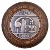 DN Cordatic Szakszervezeti Bizottság - 25 éves jubileum részben ezüstözött egyoldalas Br plakett (72mm) T:1-,2