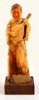 XIX. sz: Japán Elefántcsont női figura biwával, javított, pótolt résszel, fa talapzaton, / XIXth century, Japan: Woman with biwa. Damaged, repaired m:23,5 cm