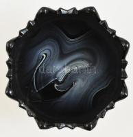 Art deco papagájos achátüveg kínáló, jelzés nélkül, kis csorbával, m: 15,5 cm