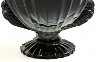 Art deco papagájos achátüveg kínáló, jelzés nélkül, kis csorbával, m: 15,5 cm