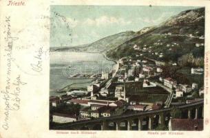 7 db RÉGI olasz városképes lap, 6 Trieszt és egy Muggia / 7 pre-1945 Italian town-view postcards, 6 ...