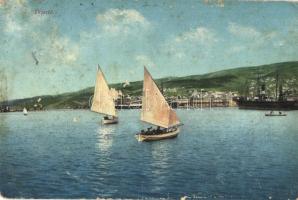 7 db RÉGI olasz városképes lap, 6 Trieszt és egy Muggia / 7 pre-1945 Italian town-view postcards, 6 ...