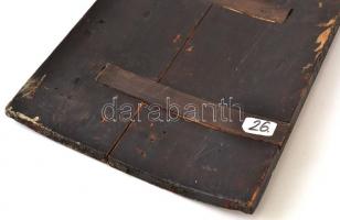 cca 1800 Jézus Krisztus ikon, erősen sérült, tojás tempera, fatábla, 44×34 cm