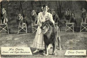 1912 Miss Charles, Löwen- und Tiger-Dompteuse / Circus Charles Lion and tiger-tamer (kopott sarkak / worn corners)