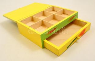 Festett fa ékszeres doboz, fiókkal 21x14x7 cm