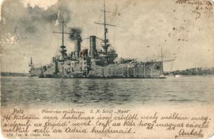 1904 Pola, SM Schiff Árpád. K.u.K. Kriegsmarine / SMS Árpád Osztrák-Magyar Haditengerészet Habsburg-osztályú csatahajója (felszíni sérülés / surface damage)