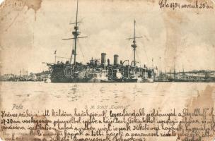 1904 Pola, SM Schiff Tegetthoff. K.u.K. Kriegsmarine / SMS Tegetthoff osztrák-magyar haditengerészet Tegetthoff-osztályú csatahajó (fl)