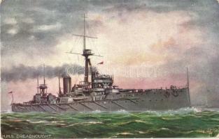 HMS Dreadnought of the Royal Navy. Raphael Tuck & Sons Oilette Postcard 9472. Our Ironclads
