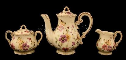 Zsolnay pillangó mintás mokkás készlet, kézzel festett, hibátlan, jelzett, eredeti papír dobozában /...