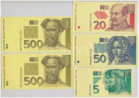 Horvátország 1993 (1994). 5K előlapi színpróba + 20K előlapi színpróba + 50K előlapi színpróba + 500...