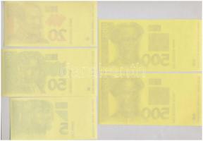 Horvátország 1993 (1994). 5K előlapi színpróba + 20K előlapi színpróba + 50K előlapi színpróba + 500...