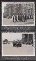 1938 Budapest, őrségváltás a budai várban, 2 db albumlapra ragasztott, feliratozott fotó, 6×9 cm