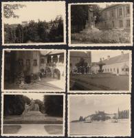 cca 1950 Pozsony, városképek, utcarészletek, 9 db fotó, hátoldalon feliratozva, 6×9 cm