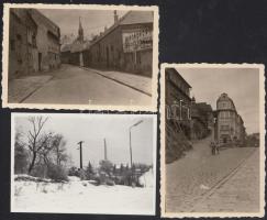 cca 1950 Pozsony, városképek, utcarészletek, 9 db fotó, hátoldalon feliratozva, 6×9 cm