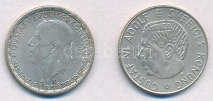 Svédország 1950TS 1K Ag + 1963U 1K Ag T:2 Sweden 1950TS 1 Krona Ag + 1963U 1 Krona Ag C:XF