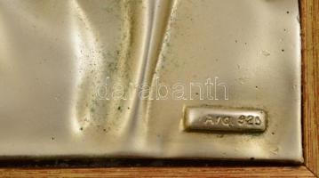 Ezüsttel bevont nagyméretű gipsz plasztika. Jézus. Keret mérete / Silver plated gips plaster 41x32 c...