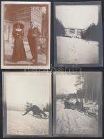 cca 1910 Magas-Tátra szánkózók, épületek, tájképek, 30 db fotó, 9×12 cm