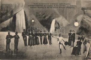 Dobsina, Dobschau; Nyári korcsolyázás a dobsinai jégbarlangban, jégünnep, belső. Fejér Endre kiadása / Schlittschuhlaufen im Sommer in der Eishöhle / summer ice skating in the caves, interior