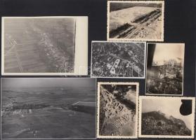 Légi felvételek különböző tájakról, köztük Tihany és más balatoni részekkel, 7 db fotó, 6×9 és 9×13 cm