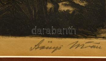 Szőnyi István (1894-1960): Kukoricakórók. Rézkarc, papír, jelzett, paszpartuban, 19×23 cm