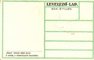 Vadász. "Diana" sósborszesz reklám a hátoldalon / Ungarische Werkstätte / Hungarian art po...