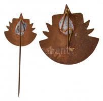 ~1960-1970. "Kiváló Fémgyűjtő" zománcozott fém jelvény és miniatűr, nagy jelvény hátoldalá...