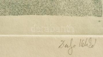 Olvashatatlan jelzéssel: Sárospatak. Rézkarc, papír, jelzett, 29×19 cm