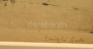 László Gyula (1910-1998): Tál. Rézkarc, papír-karton, 29×19 cm