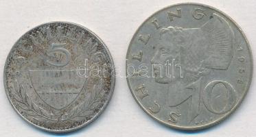 Ausztria 1958. 10Sch Ag + 1961. 5Sch Ag T:2- patina, kis ph.
Austria 1958. 10 Schillig Ag + 1961. 5...