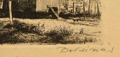 Boldizsár István (1897-1984): Balatoni táj. Rézkarc, papír, jelzett, 19×29 cm