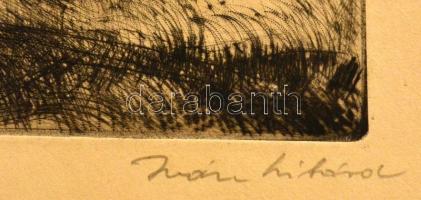 Iván Szilárd (1912-1988): Viharos a Balatonon. Rézkarc, papír, jelzett,  19×30 cm