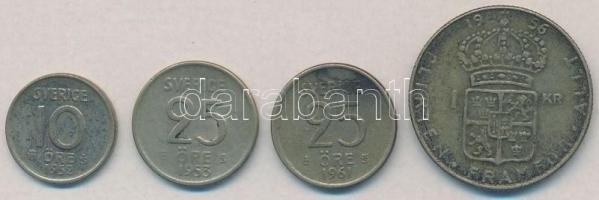 Svédország 1952TS 10ö Ag + 1953-1961TS 25ö Ag (2x) + 1956TS 1K Ag "VI. Gusztáv" T:2,2- pat...