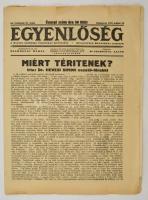 1934 az Egyenlőség zsidó politikai hetilap 54. évf. 25. lapszáma, érdekes írásokkal