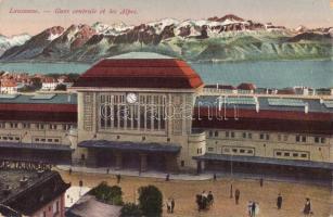 Lausanne, Gare centrale el les Alpes / railway station, mountains (EK)