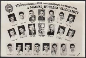 1959-1960 Futballal kapcsolatos fotók, a magyar ifjúsági válogatott tablóképe, angol-magyar kispad, ...
