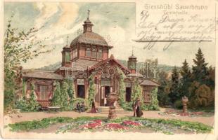 1901 Kyselka, Giesshübl-Sauerbrunn; Trinkhalle / drinking hall, Eckstein&Stähle litho (Rb)