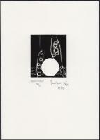 1975 Jankovszky György(1946-): Tanulmány VIII/2, feliratozva, aláírt, pecséttel jelzett, kartonra kasírozva, 8×9 cm