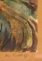 Bér Rudolf (1924-2004): Inota. Akvarell, papír, jelzett, üvegezett keretben, 40×50 cm