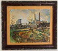 Bér Rudolf (1924-2004): Inota. Akvarell, papír, jelzett, üvegezett keretben, 40×50 cm