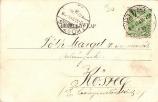 1907 Budapest VIII. Népszínház, hirdetőoszlop. Tóth Károly és Schwartz Antal kézifestészeti kiadása