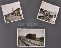 1949 Alsóörs, vasúti felüljáró építését bemutató fotóalbum, 43 db beragasztott képpel, 6×6és 6×9 cm