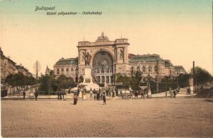 Budapest VII. Keleti pályaudvar, vasútállomás, villamos, Baross szobor