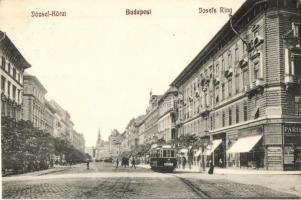 Budapest VIII. József körút, villamos, üzletek (EK)