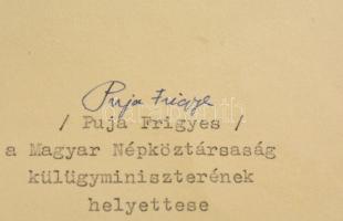 1959 Puja Frigyes külügyminiszter-helyettes által aláírt felhatalmazás Kossa István közlekedés- és p...