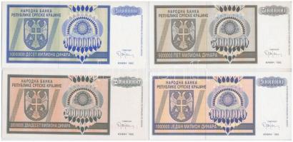 Horvátország / Krajna Szerb Köztársaság 1993. 1.000.000D + 5.000.000D + 10.000.000D + 20.000.000D + ...