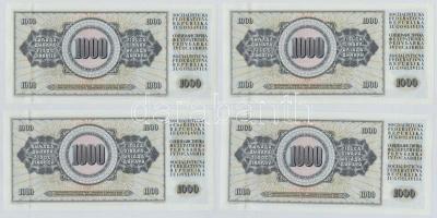 Jugoszlávia 1978. 1000D (10x) sorszámkövetők, valamint mindegyiken nyomdahiba "GUVERNE" T:...