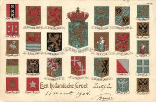1904 Een hollandsche Groet / Netherland, coat of arms, litho (EK)