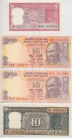 4db-os vegyes indiai bankjegy tétel T:I,I- tűly. 4pcs of various banknotes from India C:UNC,AU needle hole