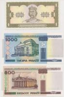 Vegyes: Ukrajna 1992 (1996). 1H + Fehéroroszország 2000. 500R + 1000R T:I Mixed: Ukraine 1992 (1996). 1 Hryvnia + Belarus 2000. 500 Rublei + 1000 Rublei C:UNC