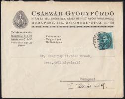 cca 1930 Bp. III., A Császár Gyógyfürdő fejléces borítékja